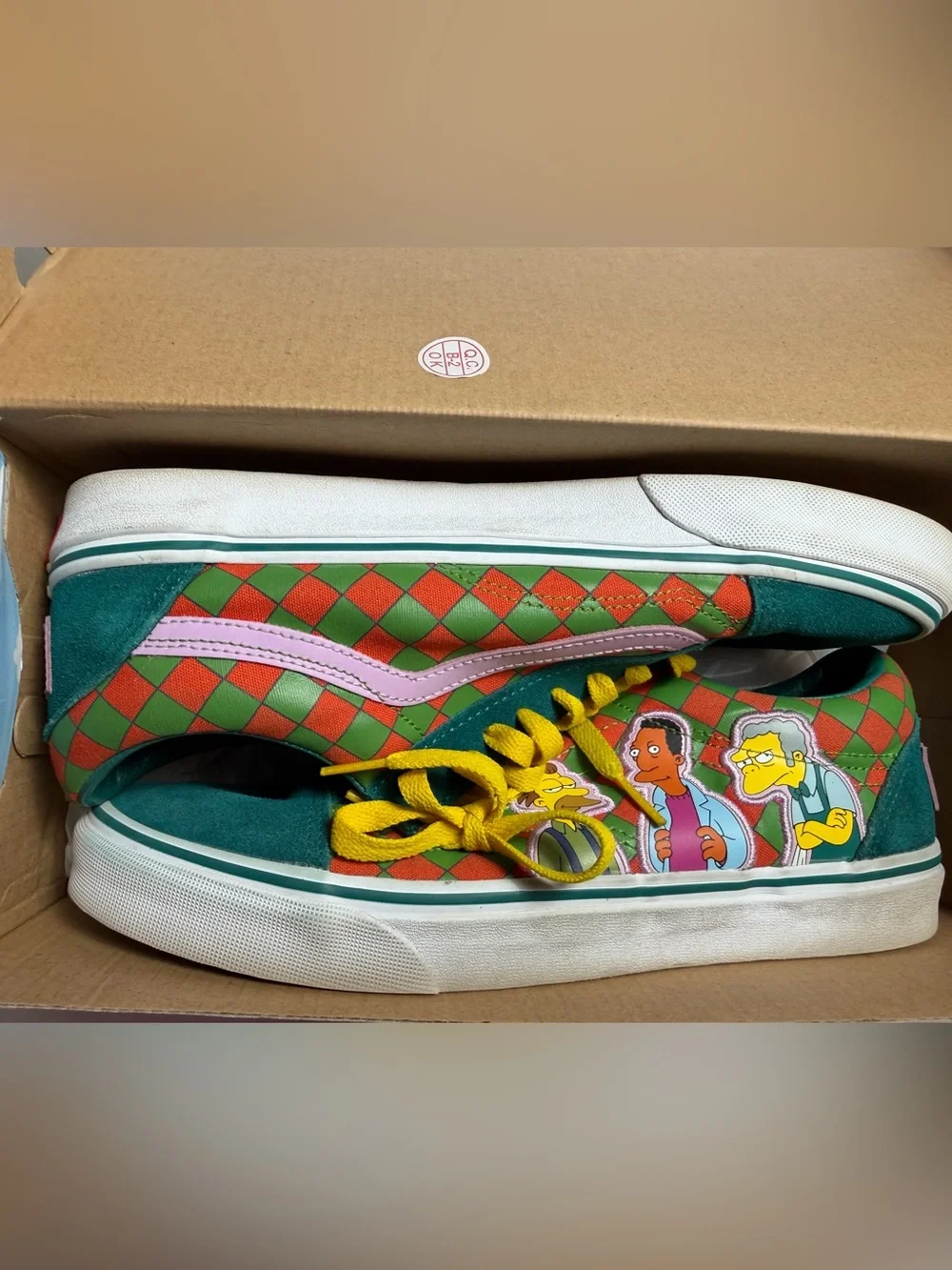Vans The Simpsons Green, Red & Yellow Argyle Low-Top Sneakers